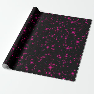 Svart & varmguldpink sparklar glitterstjärnor presentpapper