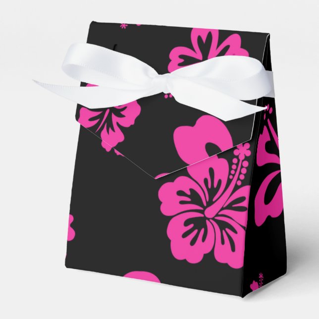 Svart & varmröd Hibiskusblomma presentförpackning Presentaskar (Framsidan Sidan)