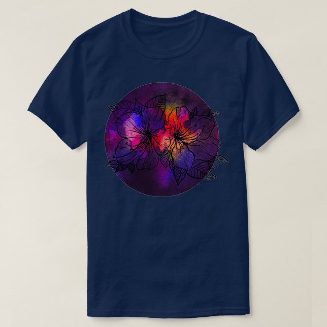 Svart vattenfärg, daglig blomma t shirt (Design framsida)