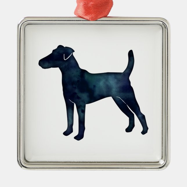 Svart vattenfärg för utjämnat fox Terrier Hund ave Julgransprydnad Metall (Framsidan)