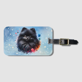 Svart vattenfärgad illustration av pommern bagagebricka