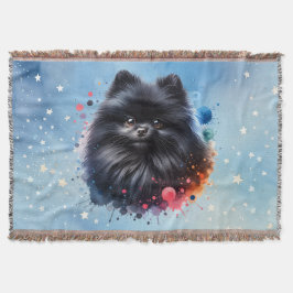 Svart vattenfärgad illustration av pommern filt