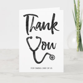 Svart vattenfärgens stetoscope-sköterska tack kort