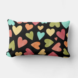 Svart vattenfärghöns, Mönster, Rosa, blå Grönt Lumbarkudde