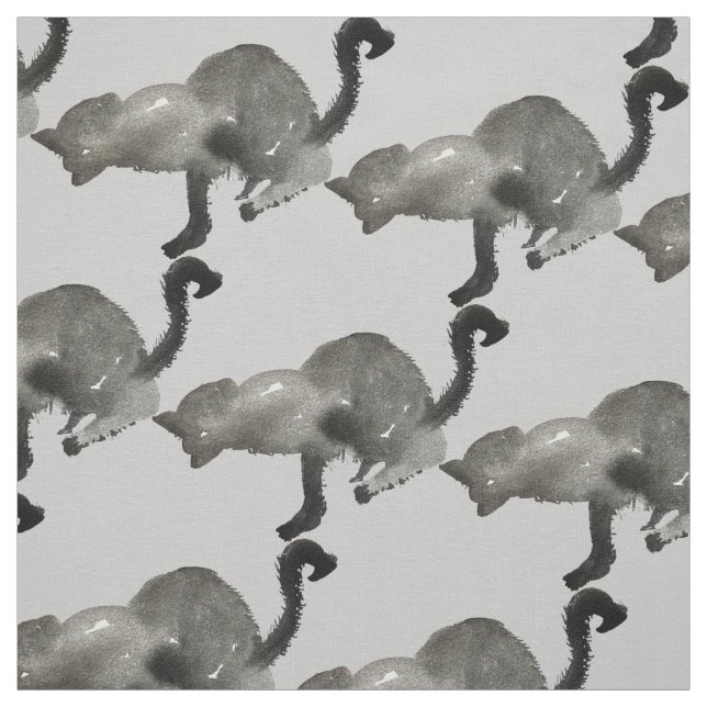 Svart vattenfärgkool kattunge tyg (Provkarta)