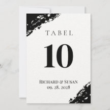 Svart vattenfärgs-Bordsnummer-kort i Bröllop
