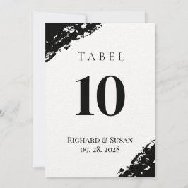 Svart vattenfärgs-Bordsnummer-kort i Bröllop Inbjudningar