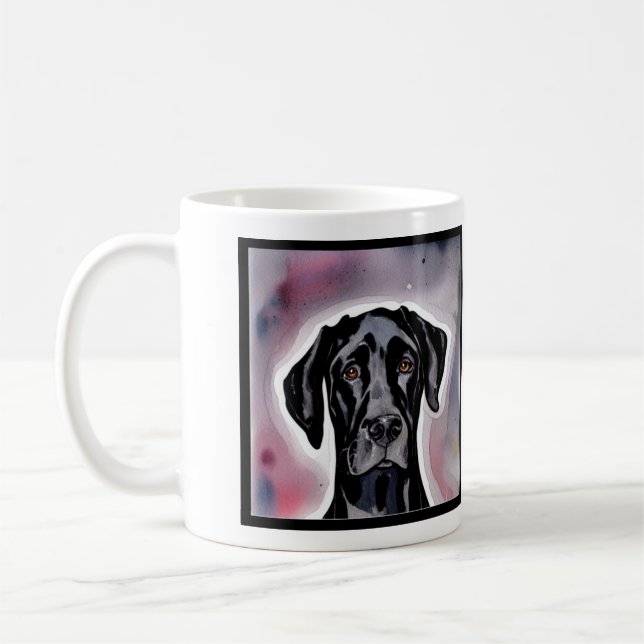 Svart vattenfärgsfärgton Great dane Kaffemugg (Vänster)