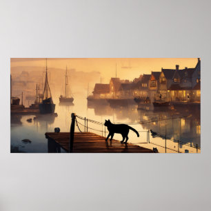 Svart vattenfärgsvägg Poster