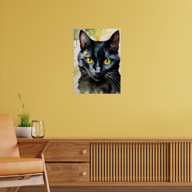 Svart vattenfärgsvägg Poster (Vardagsrum 2)