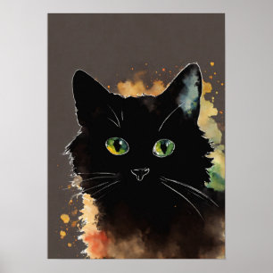 Svart vattenfärgsvägg Poster