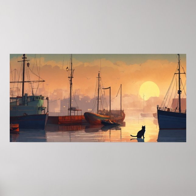 Svart vattenfärgsvägg Poster (Framsidan)