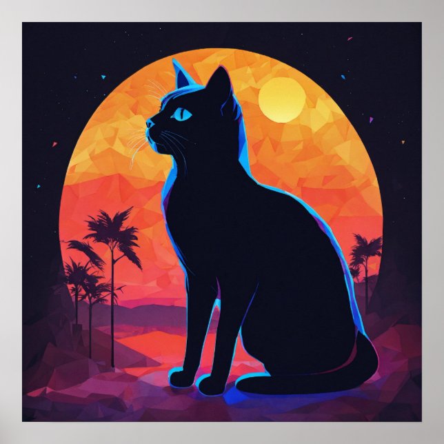 Svart vattenfärgsvägg Poster (Framsidan)