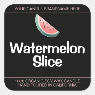 Svart vattenmelonsegmentsymbol Soy Candles Labels Fyrkantigt Klistermärke