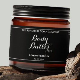 Svart vattentät body butter-etikett vattenflaska etikett