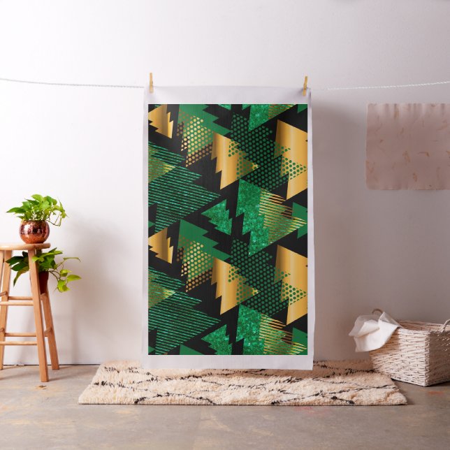 Svart väv av guld julgranar tyg (In Situ)