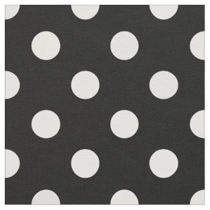 Svart väv med vita Polka dots-fläckar Mönster Tyg