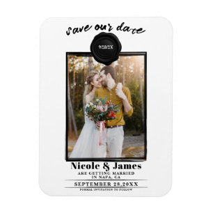 Svart vaxsigill Foto Bröllop Save the Date Magnet