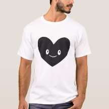 Svart vektor-t-shirt-design med leende hjärta