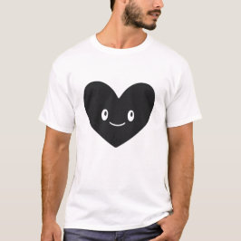 Svart vektor-t-shirt-design med leende hjärta t shirt