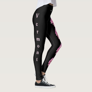 Svart Vermont State Red Klöver Flower Leggings