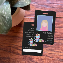 Svart Vertikal Foto ID Utbildarens Märke
