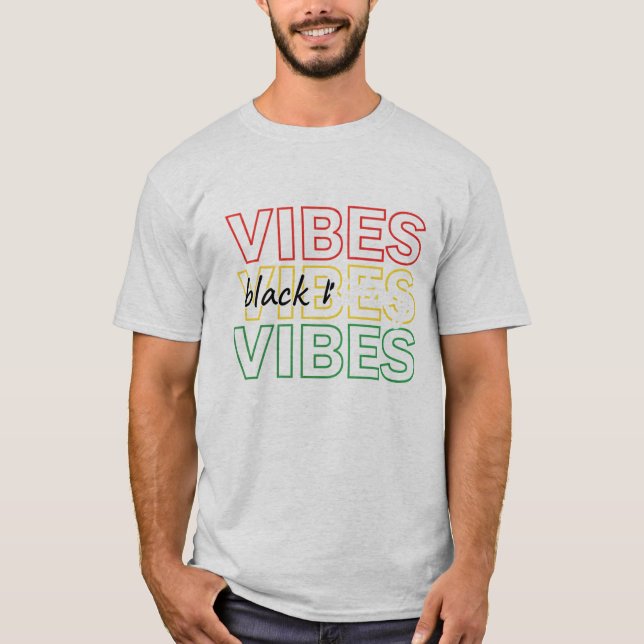 Svart Vibbar Inspirerande Grafisk Design T Shirt (Framsida)