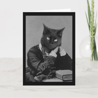Svart Victorian-fotohälsningskort för katt Kort