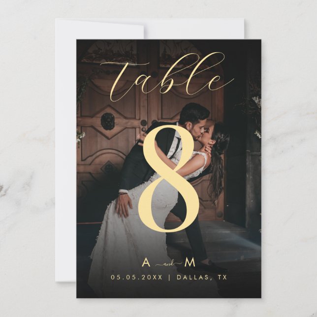 Svart vigselkort 5x7 Bordnummerkort försvinnande f Inbjudningar (Framsida)