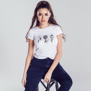 Svart Vild Flowers Nature Älskare Blommigt Graphic T Shirt