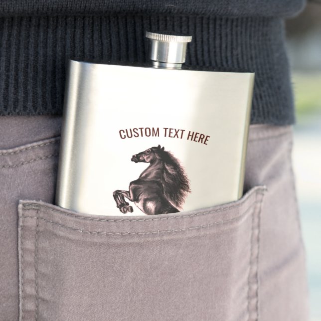 Svart Vild-horskolv med Anpassningsbar text Fickplunta (In Situ)