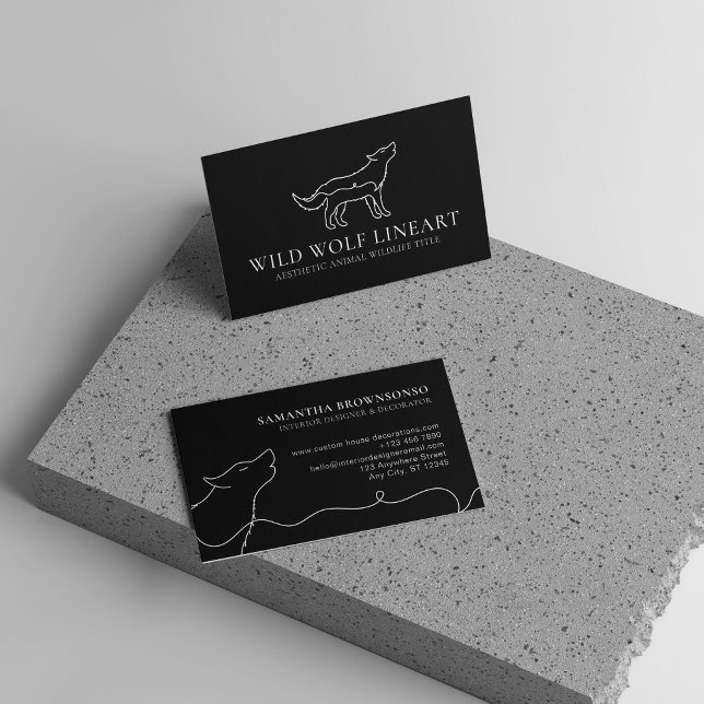 Svart Vild - Varg Visitkort (Black Animal Wild Nature Wolf Business Card)