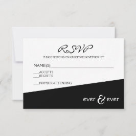 Svart vinkelkort för RSVP - Alltid och Alltid OSA Kort