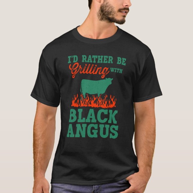 Svart vinkling jag hellre grillar 1 t shirt (Framsida)