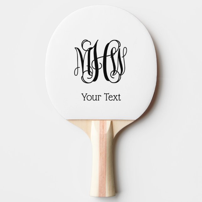 Svart vinskript, Monogram DIY BG Pingisracket (Framsidan)