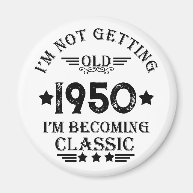 Svart vintage av personligens födelsedag magnet (Framsidan)