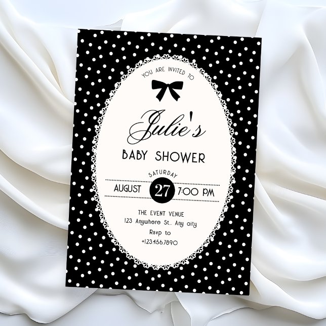 Svart vintage baby shower inbjudningar (Skapare uppladdad)