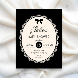 Svart vintage baby shower inbjudningar