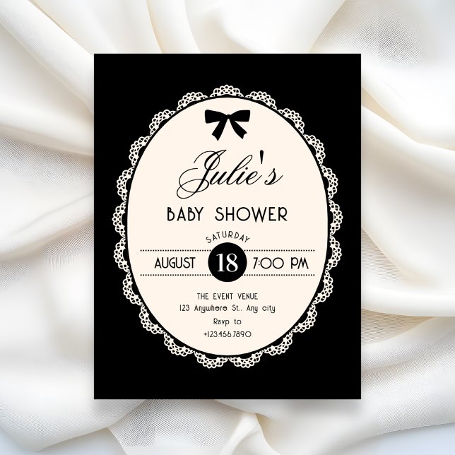 Svart vintage baby shower inbjudningar (Skapare uppladdad)