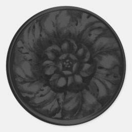 Svart Vintage Baroque Embossed look Seal Runt Klistermärke