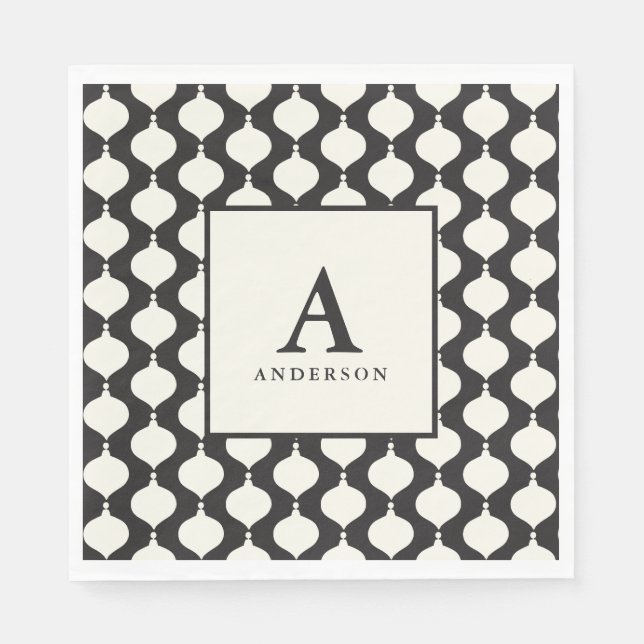 Svart vintage Bauble jul party Pappersservett (Framsidan)