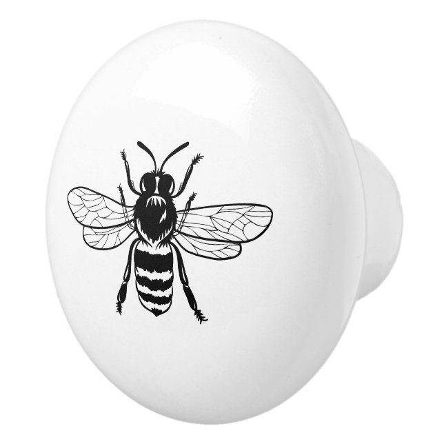 Svart | Vintage Bee Illustration Knopp (Höger)