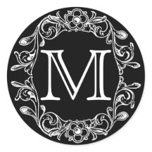 Svart Vintage Blommigt Monogram
