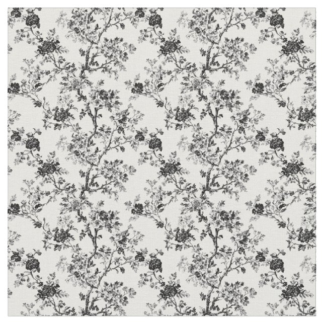 Svart Vintage, Blommigt Tyg (Närbild)