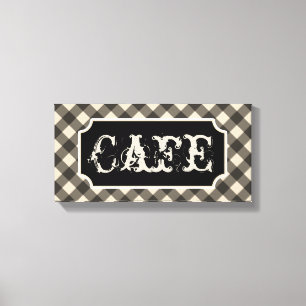 Svart Vintage Caféskylt Väggkonst Canvas