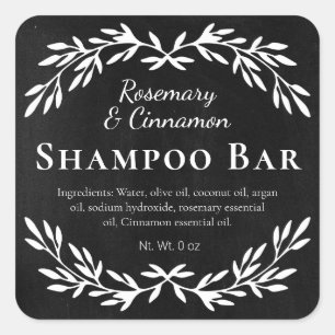 Svart Vintage DIY Shampoo Pub-etiketter Fyrkantigt Klistermärke