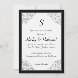 Svart vintage inramad med monogram inbjudningar