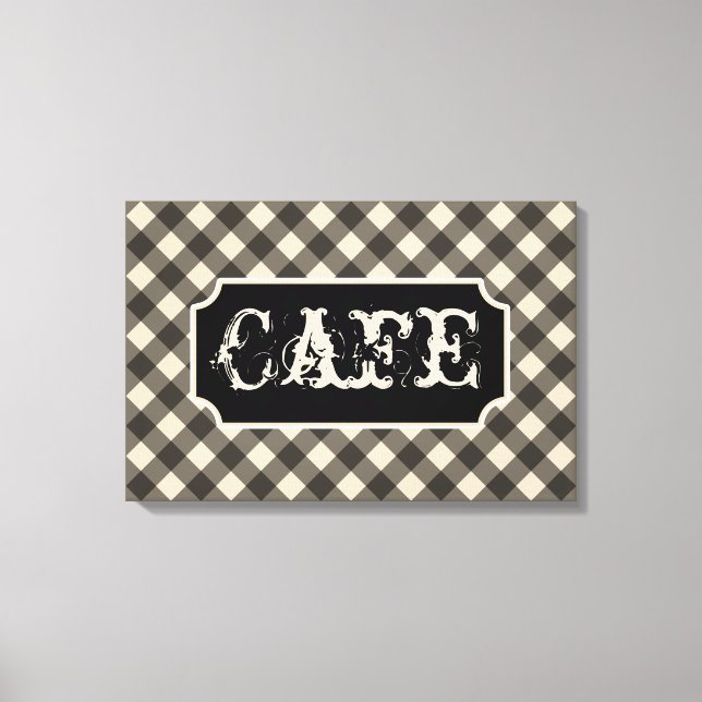 Svart Vintage Kaffe Kafé Skylt Väggkonst Canvas (Framsida)