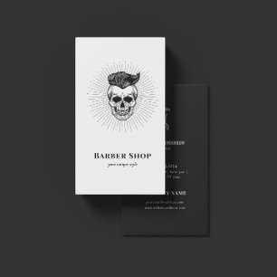 Svart Vintage Retro Barber Shop Skull-sax Visitkort