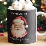 Svart Vintage Retro Jultomten jul Kaffemugg<br><div class="desc">Fira julhelgen med personligen Black Vintage Retro Jultomten julkaffe Mugg. Med en charmerande, klassisk illustration av Jultomten på en lysande, festlig bakgrund ger mugg dig ett fräckt munkavle på dina favoritdrycker i hetten. Anpassa den med ditt namn eller en älskad persons för en speciell beröring i extra, skapar den perfekten...</div>